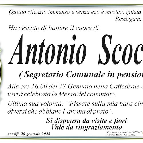 Amalfi porge l'ultimo saluto al Segretario Antonio Scocca