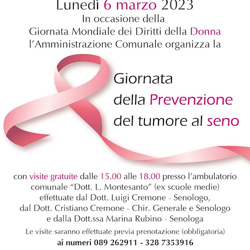 Cetara, 6 marzo visite gratuite per la Giornata della prevenzione del tumore al seno