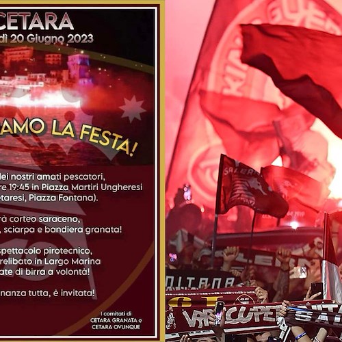 Cetara celebra la salvezza della Salernitana: 20 giugno corteo e festa granata