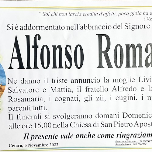 Cetara piange la prematura scomparsa di Alfonso Romano